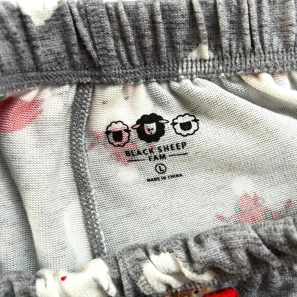 Black Sheep Farm Gray Santa Claus Print Christmas Pajama Pants Size L - Picture 4 of 6
